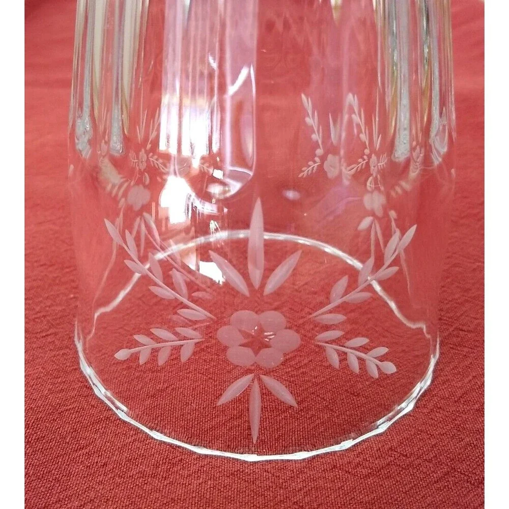ETCHED CLEAR GLASS FLUTED CRYSTAL‎ FOOTED 10.75